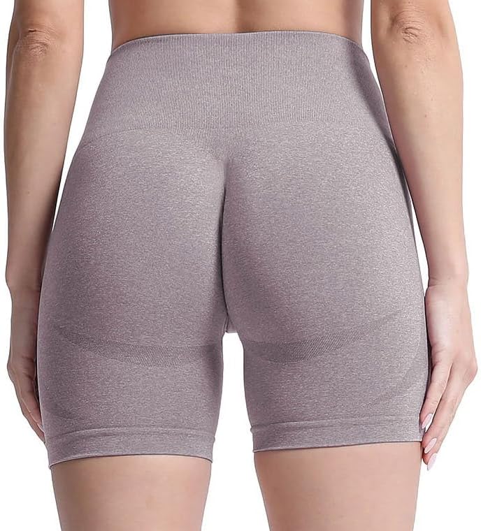 Aoxjox Contour Seamless Shorts for Women High Waist Workout Shorts Gym Biker Shorts Booty Running Yoga Shorts 5quotSatellite Marl