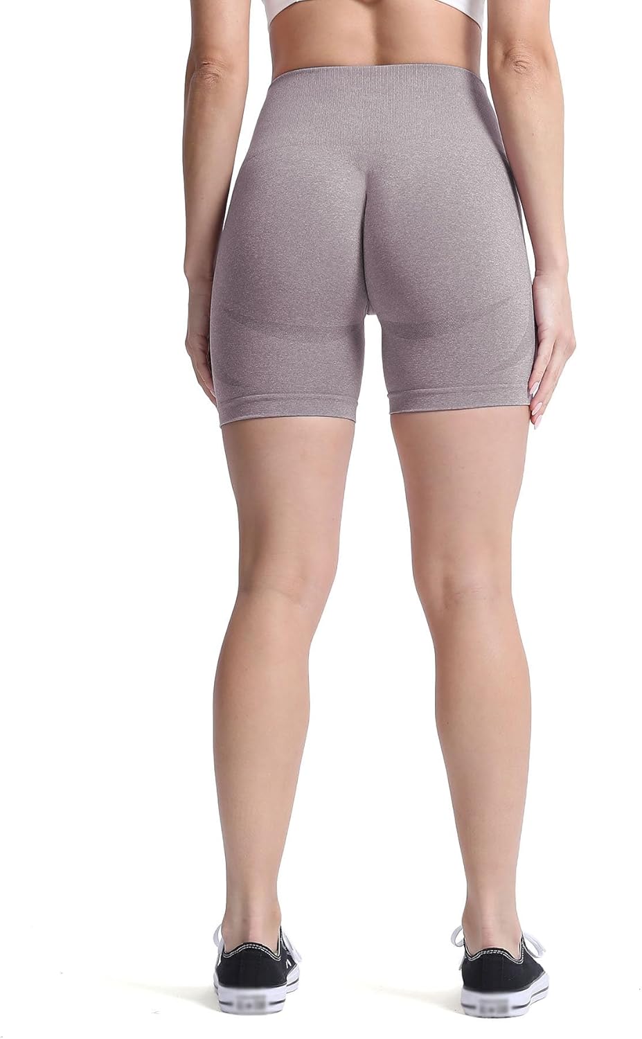 Aoxjox Contour Seamless Shorts for Women High Waist Workout Shorts Gym Biker Shorts Booty Running Yoga Shorts 5quotSatellite Marl