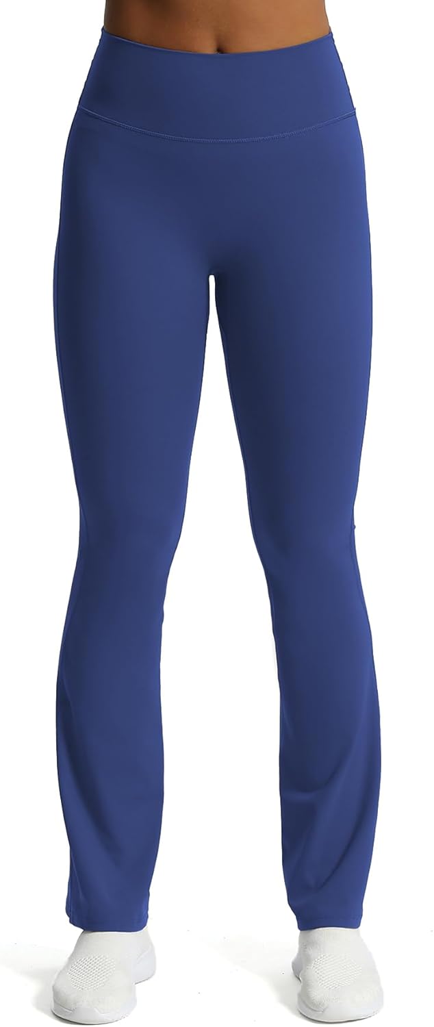 Aoxjox Flare Leggings for Women Trinity Tummy Control High Waisted Wide Leg Yoga PantsBellwether Blue