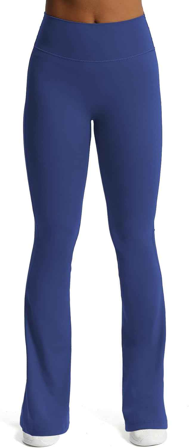 Aoxjox Flare Leggings for Women Trinity Tummy Control High Waisted Wide Leg Yoga PantsBellwether Blue