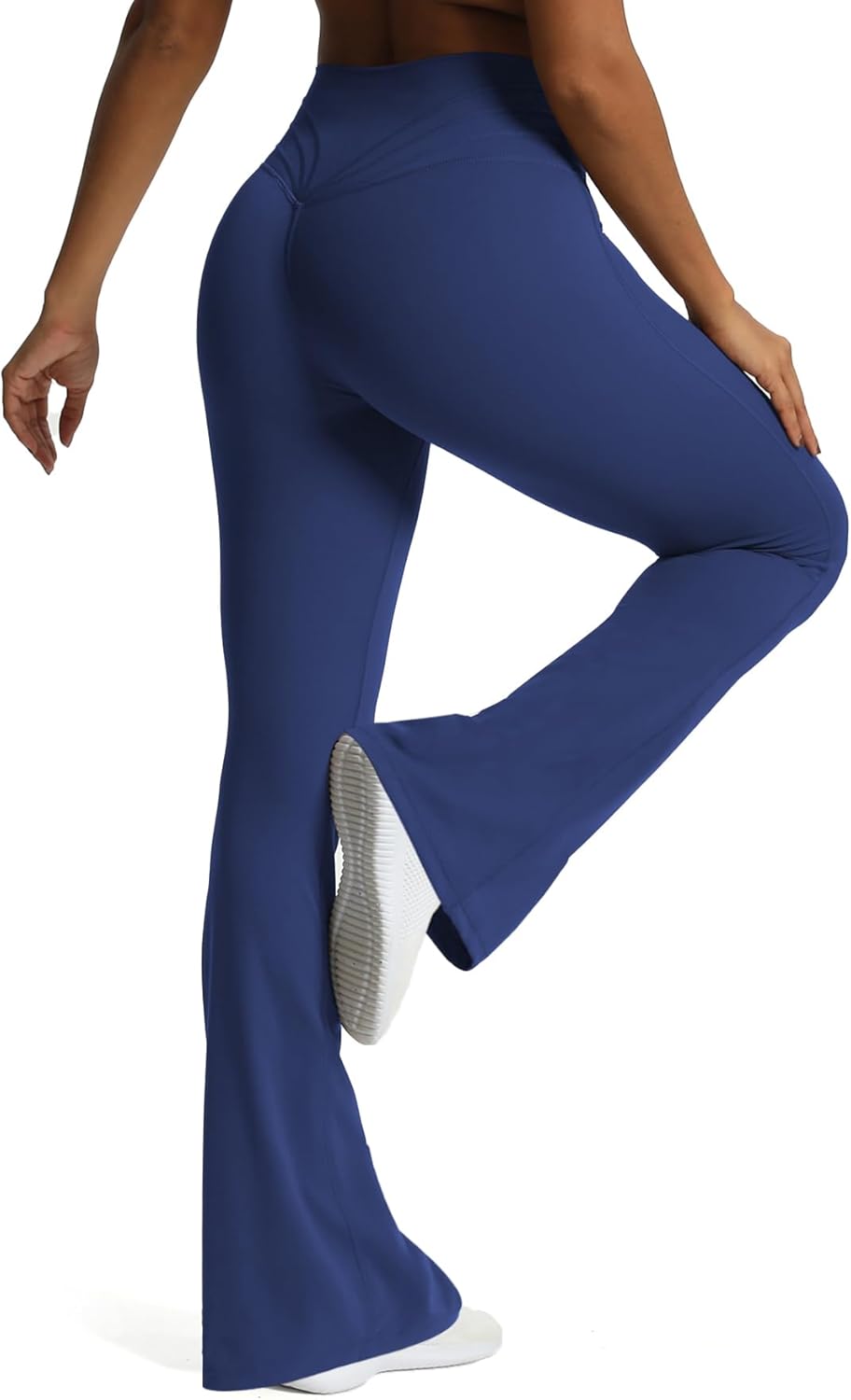 Aoxjox Flare Leggings for Women Trinity Tummy Control High Waisted Wide Leg Yoga PantsBellwether Blue