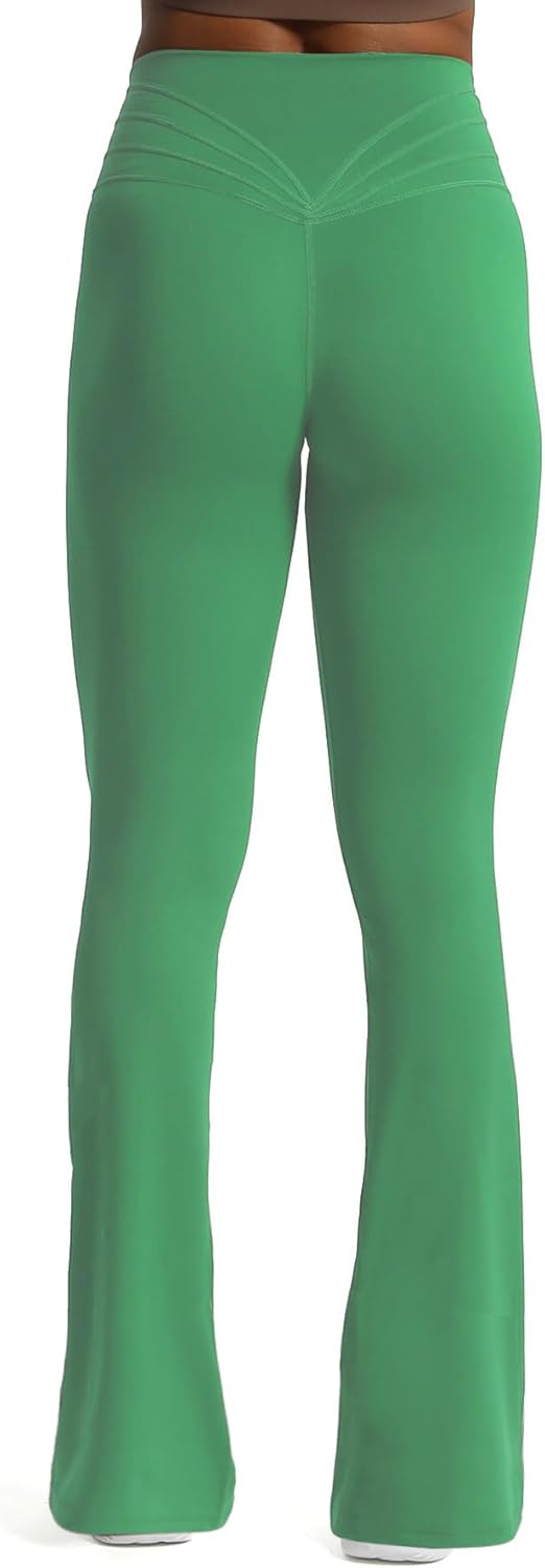 Aoxjox Flare Leggings for Women Trinity Tummy Control High Waisted Wide Leg Yoga PantsBottle Green