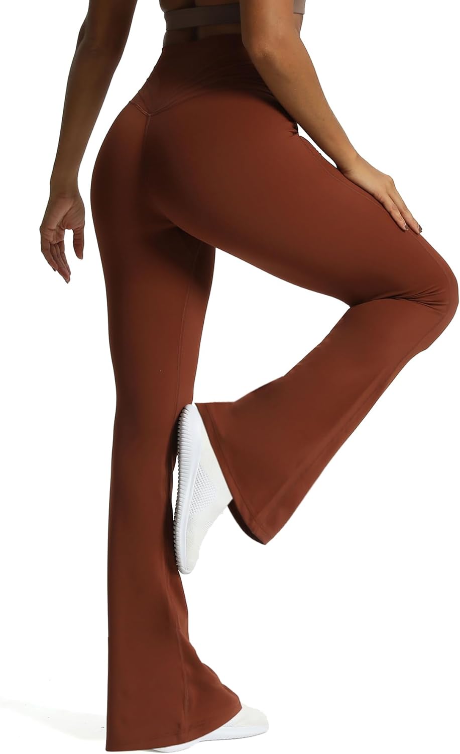 Aoxjox Flare Leggings for Women Trinity Tummy Control High Waisted Wide Leg Yoga PantsCherry Mahogany