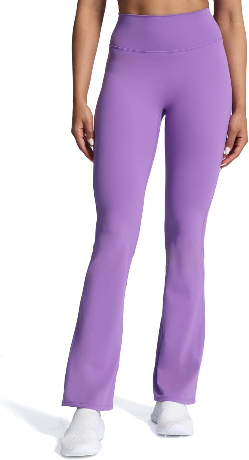 Aoxjox Flare Leggings for Women Trinity Tummy Control High Waisted Wide Leg Yoga PantsChive Blossom