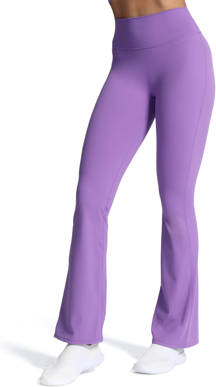 Aoxjox Flare Leggings for Women Trinity Tummy Control High Waisted Wide Leg Yoga PantsChive Blossom
