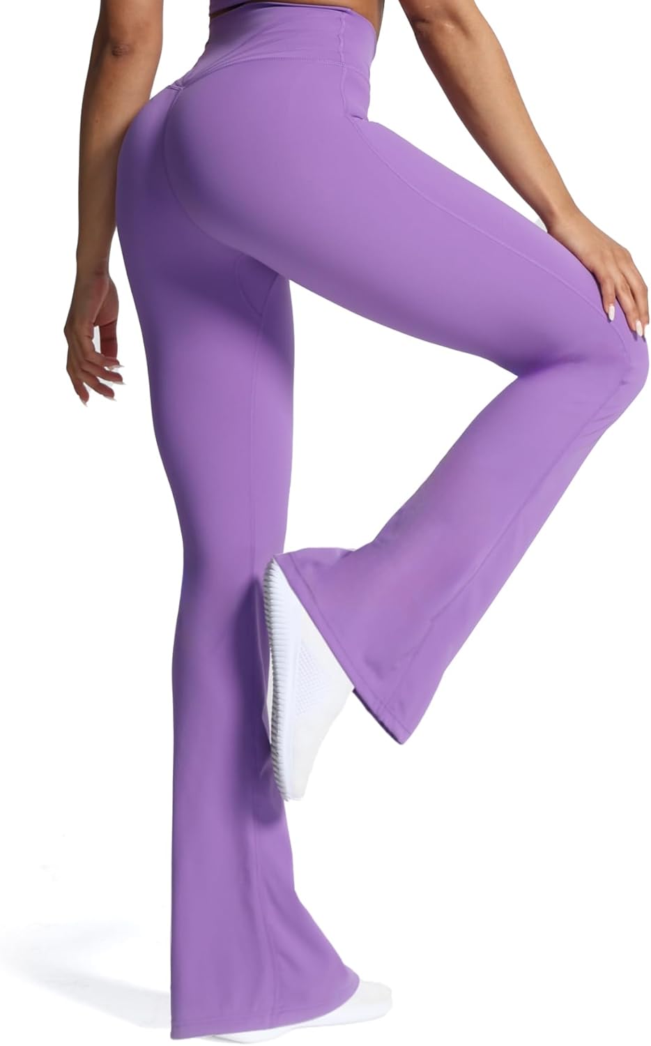 Aoxjox Flare Leggings for Women Trinity Tummy Control High Waisted Wide Leg Yoga PantsChive Blossom
