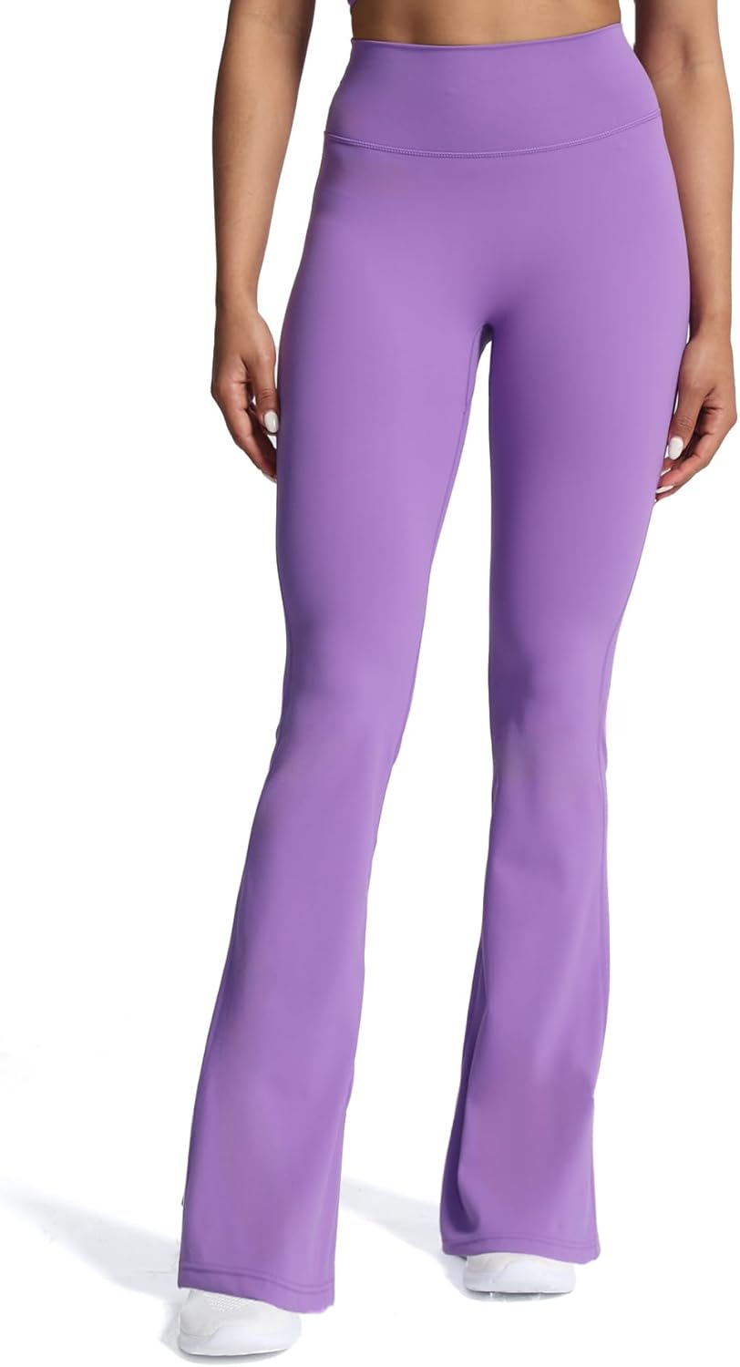 Aoxjox Flare Leggings for Women Trinity Tummy Control High Waisted Wide Leg Yoga PantsChive Blossom