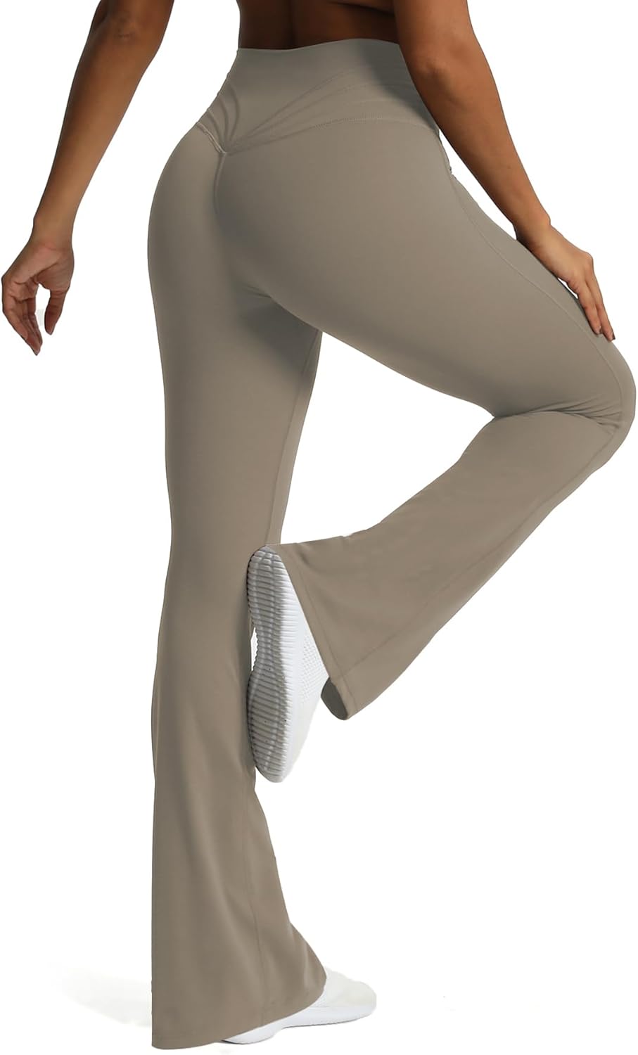 Aoxjox Flare Leggings for Women Trinity Tummy Control High Waisted Wide Leg Yoga PantsDriftwood