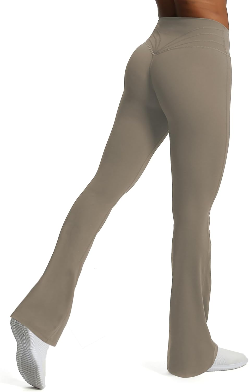 Aoxjox Flare Leggings for Women Trinity Tummy Control High Waisted Wide Leg Yoga PantsDriftwood