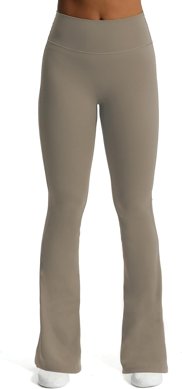 Aoxjox Flare Leggings for Women Trinity Tummy Control High Waisted Wide Leg Yoga PantsDriftwood