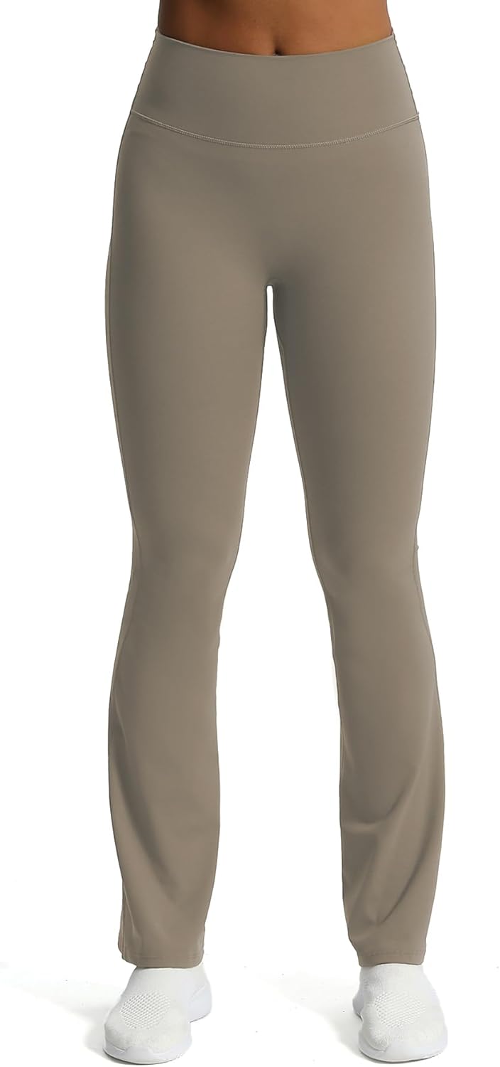 Aoxjox Flare Leggings for Women Trinity Tummy Control High Waisted Wide Leg Yoga PantsDriftwood