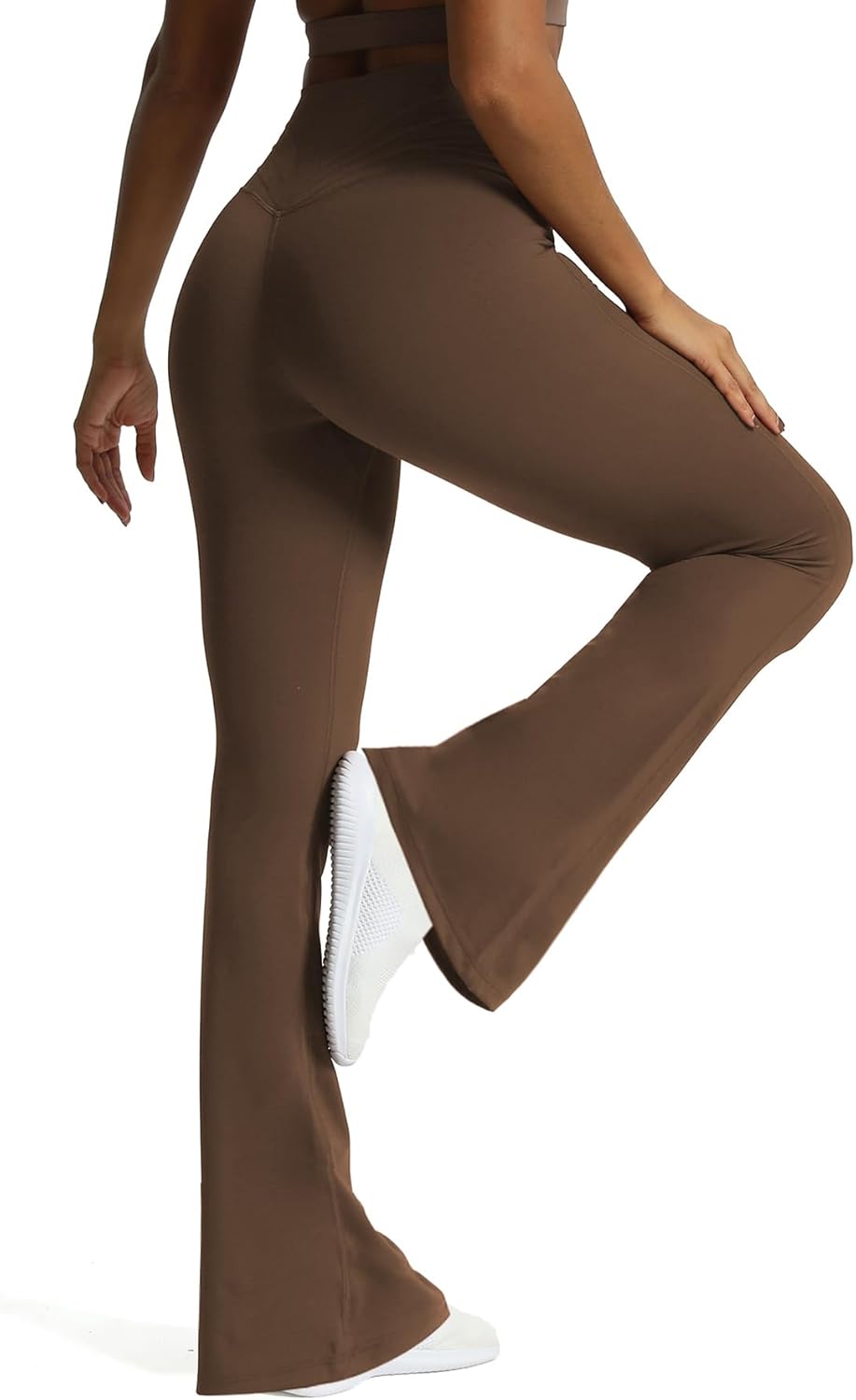 Aoxjox Flare Leggings for Women Trinity Tummy Control High Waisted Wide Leg Yoga PantsFudge Coffee