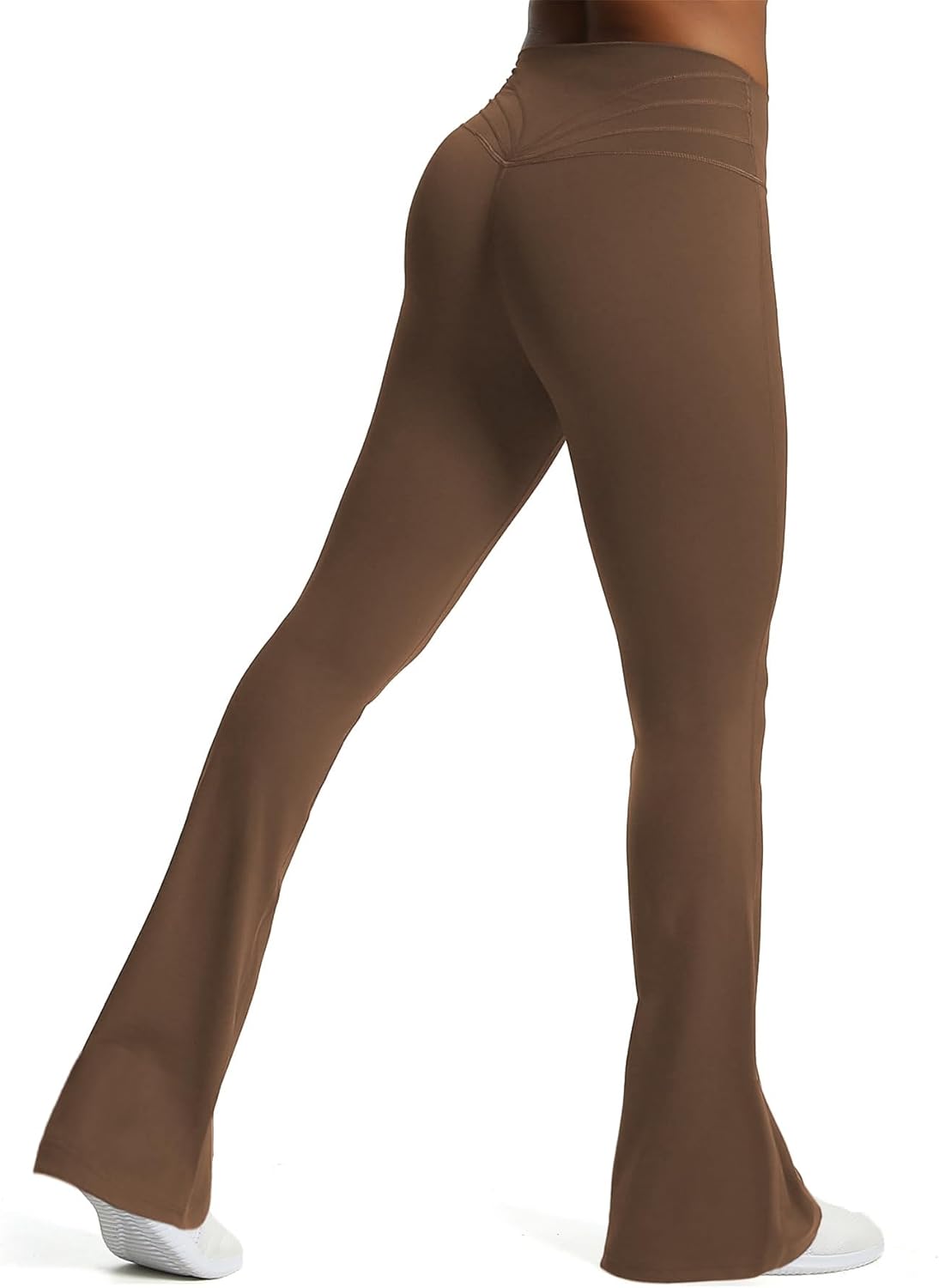 Aoxjox Flare Leggings for Women Trinity Tummy Control High Waisted Wide Leg Yoga PantsFudge Coffee