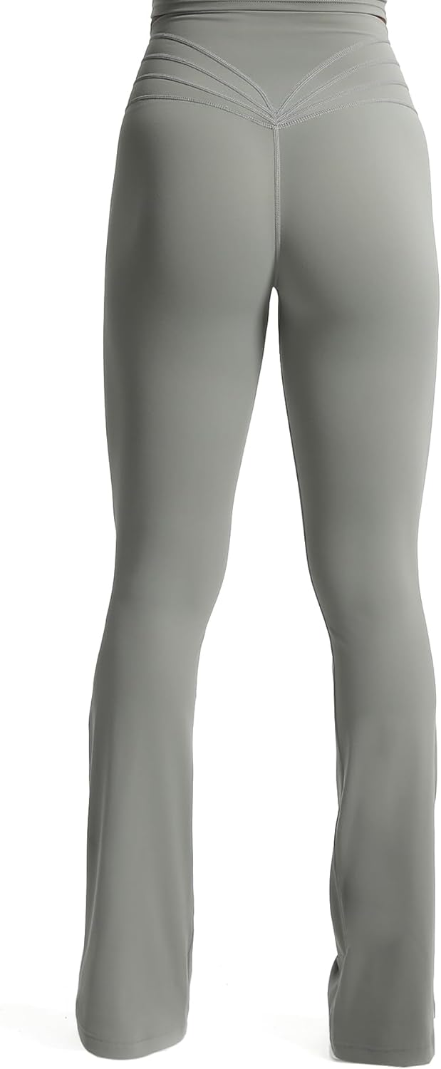 Aoxjox Flare Leggings for Women Trinity Tummy Control High Waisted Wide Leg Yoga PantsGrey