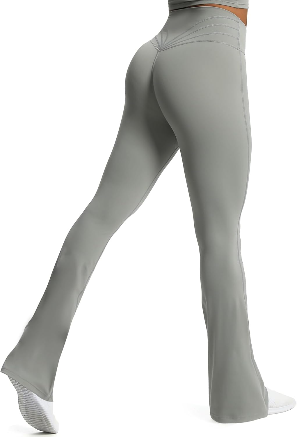 Aoxjox Flare Leggings for Women Trinity Tummy Control High Waisted Wide Leg Yoga PantsGrey