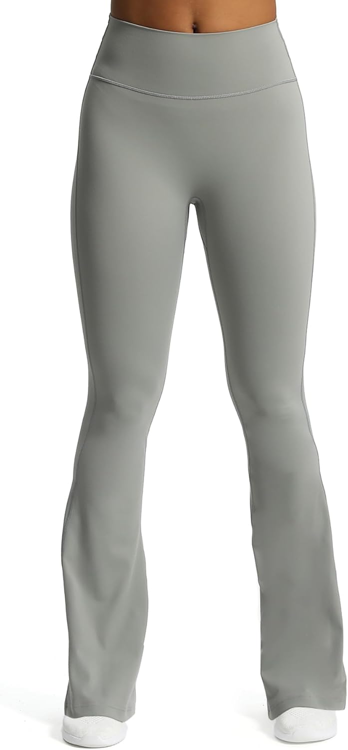 Aoxjox Flare Leggings for Women Trinity Tummy Control High Waisted Wide Leg Yoga PantsGrey