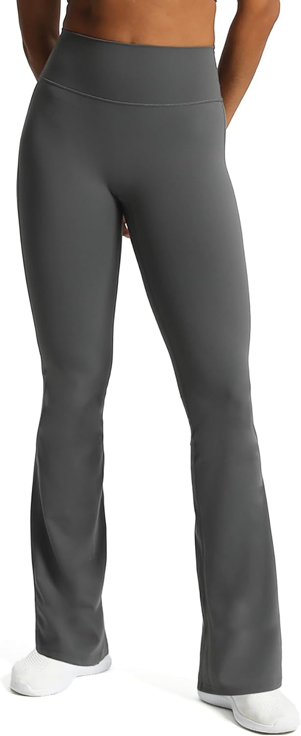 Aoxjox Flare Leggings for Women Trinity Tummy Control High Waisted Wide Leg Yoga PantsIron Grey