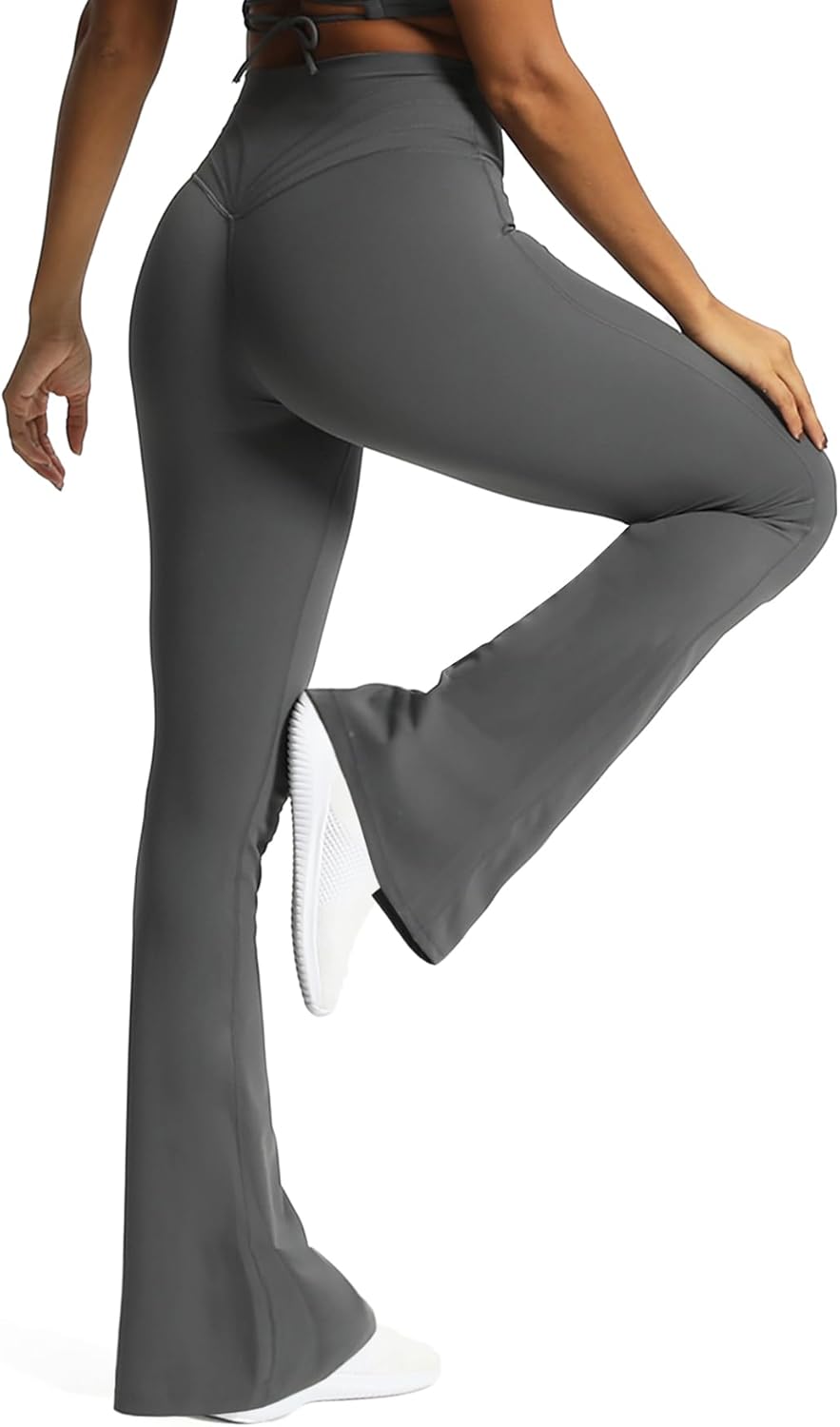 Aoxjox Flare Leggings for Women Trinity Tummy Control High Waisted Wide Leg Yoga PantsIron Grey