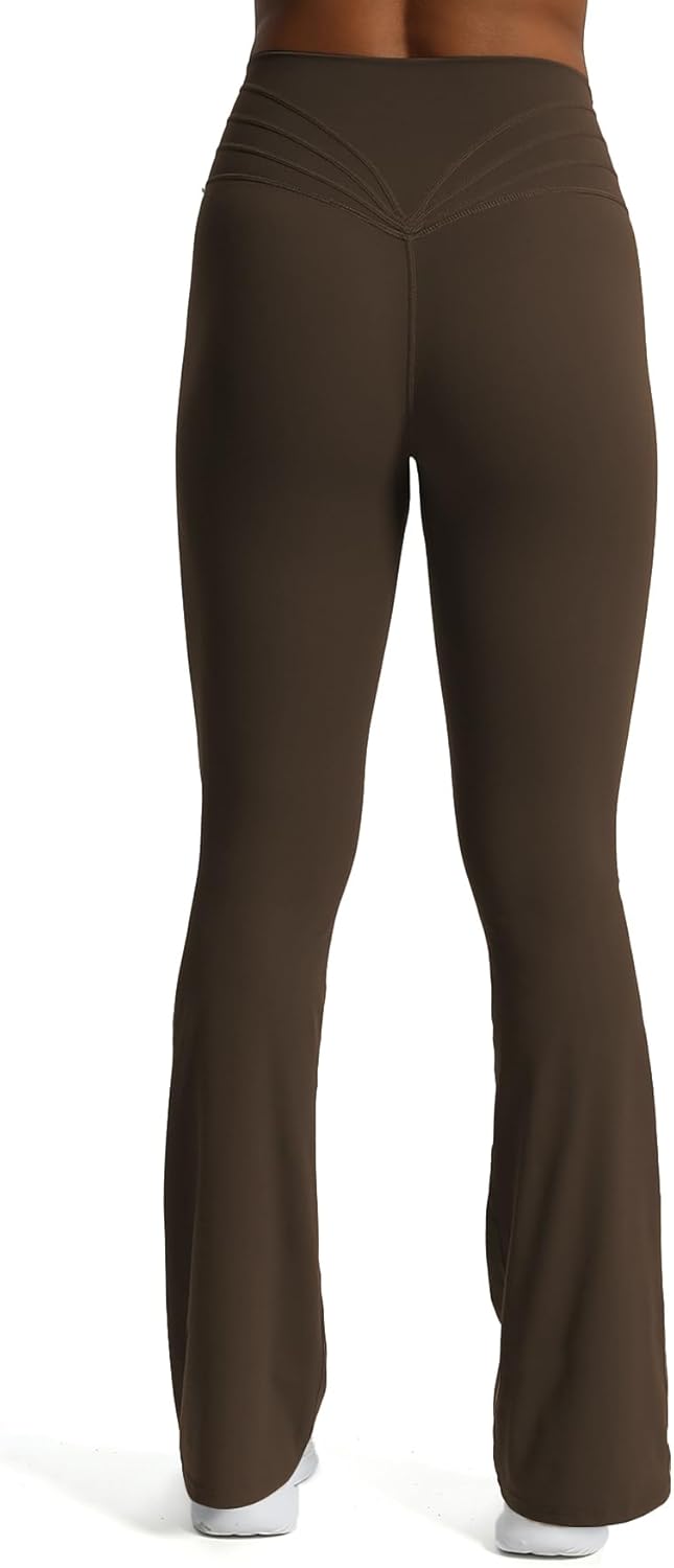Aoxjox Flare Leggings for Women Trinity Tummy Control High Waisted Wide Leg Yoga PantsMulch