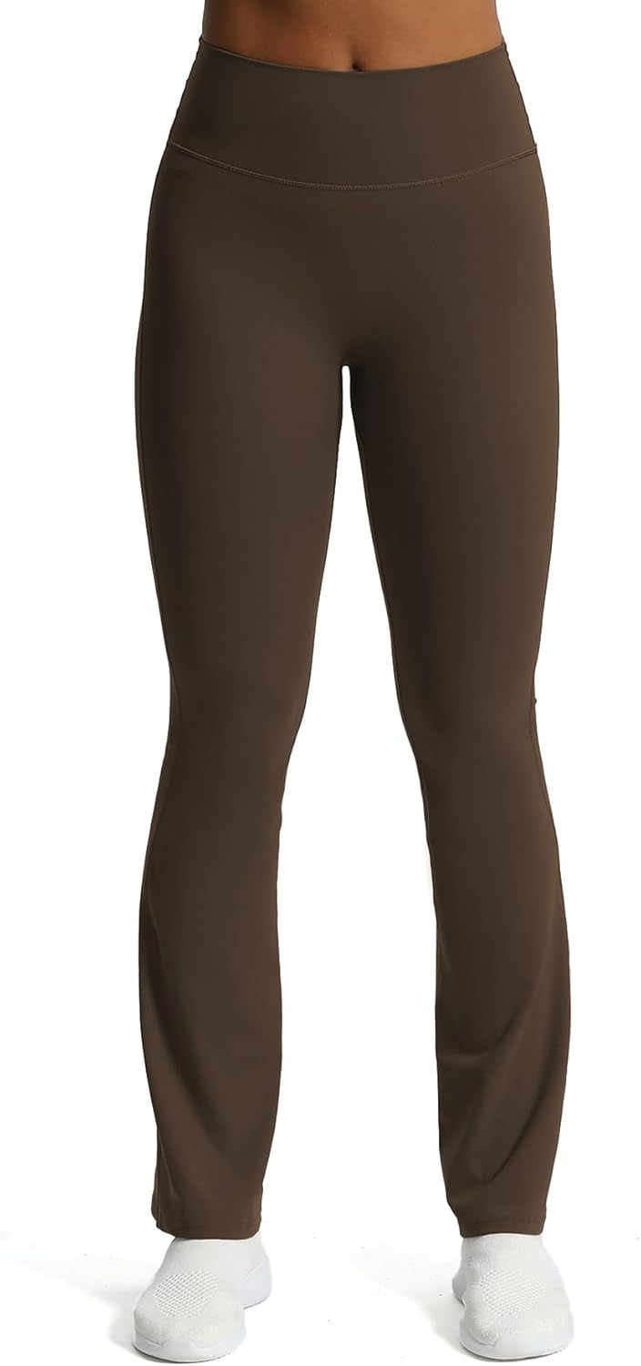 Aoxjox Flare Leggings for Women Trinity Tummy Control High Waisted Wide Leg Yoga PantsMulch