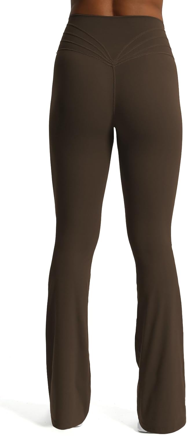 Aoxjox Flare Leggings for Women Trinity Tummy Control High Waisted Wide Leg Yoga PantsMulch