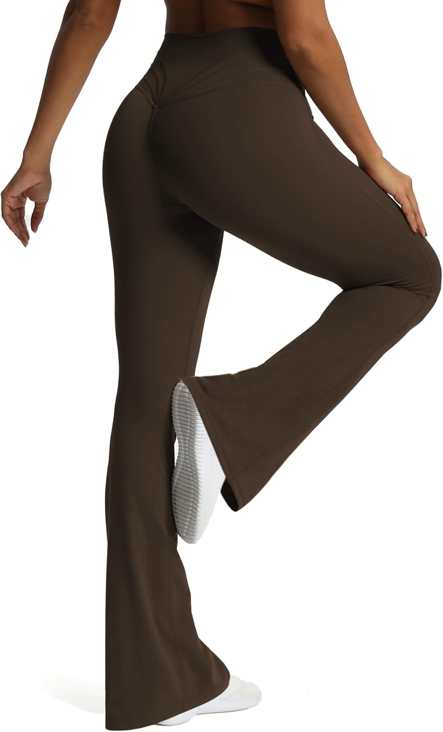 Aoxjox Flare Leggings for Women Trinity Tummy Control High Waisted Wide Leg Yoga PantsMulch