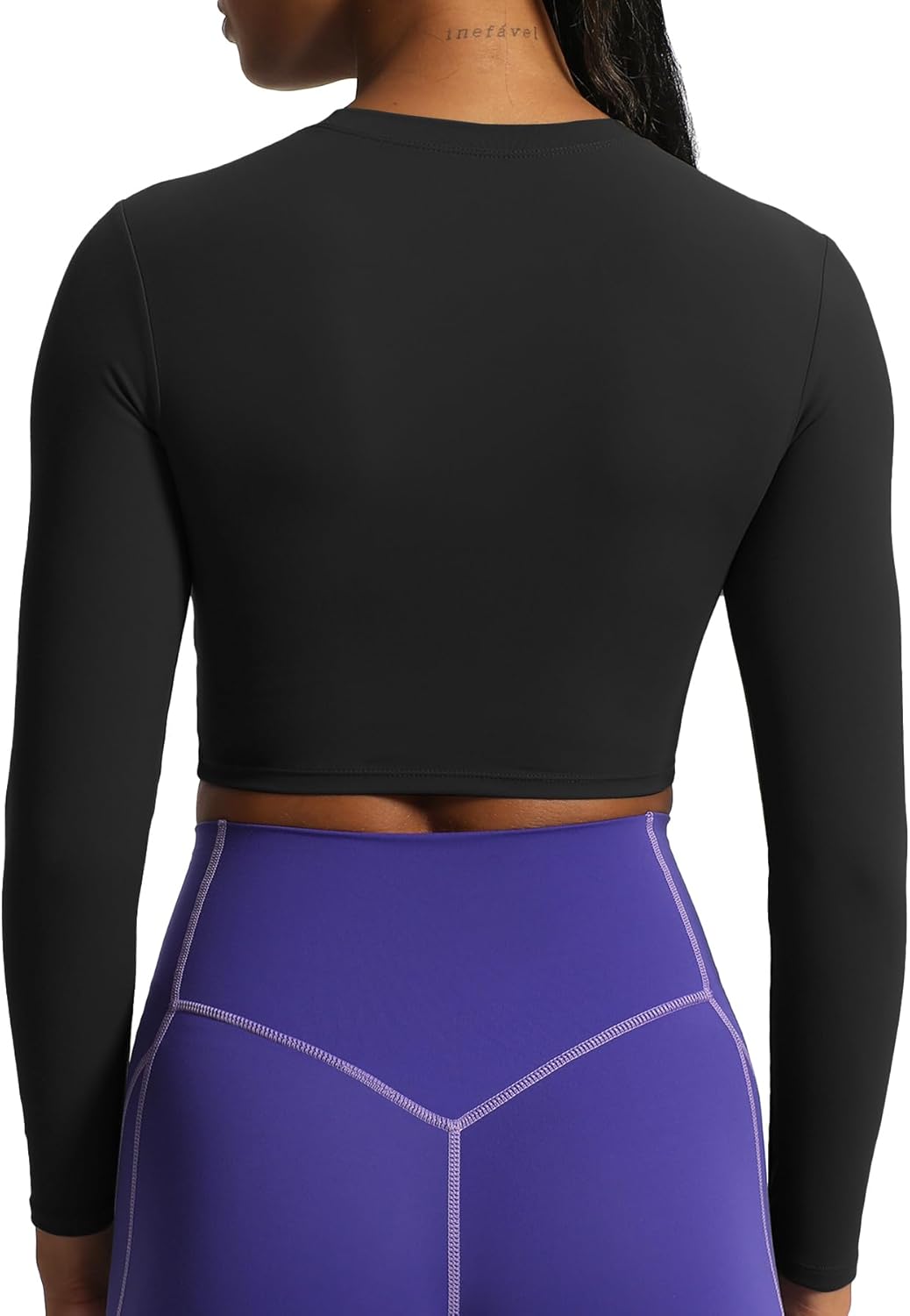 Aoxjox Long Sleeve Crop Top Crop Lengths for Women Classic Longline Workout Crop T Shirt Top Crop Length Black Small