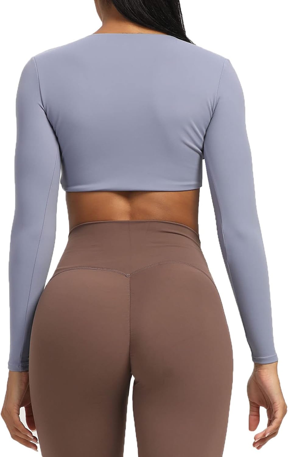 Aoxjox Long Sleeve Crop Tops for Women Sienna Twist Deep V Workout Crop T Shirt TopLazuli