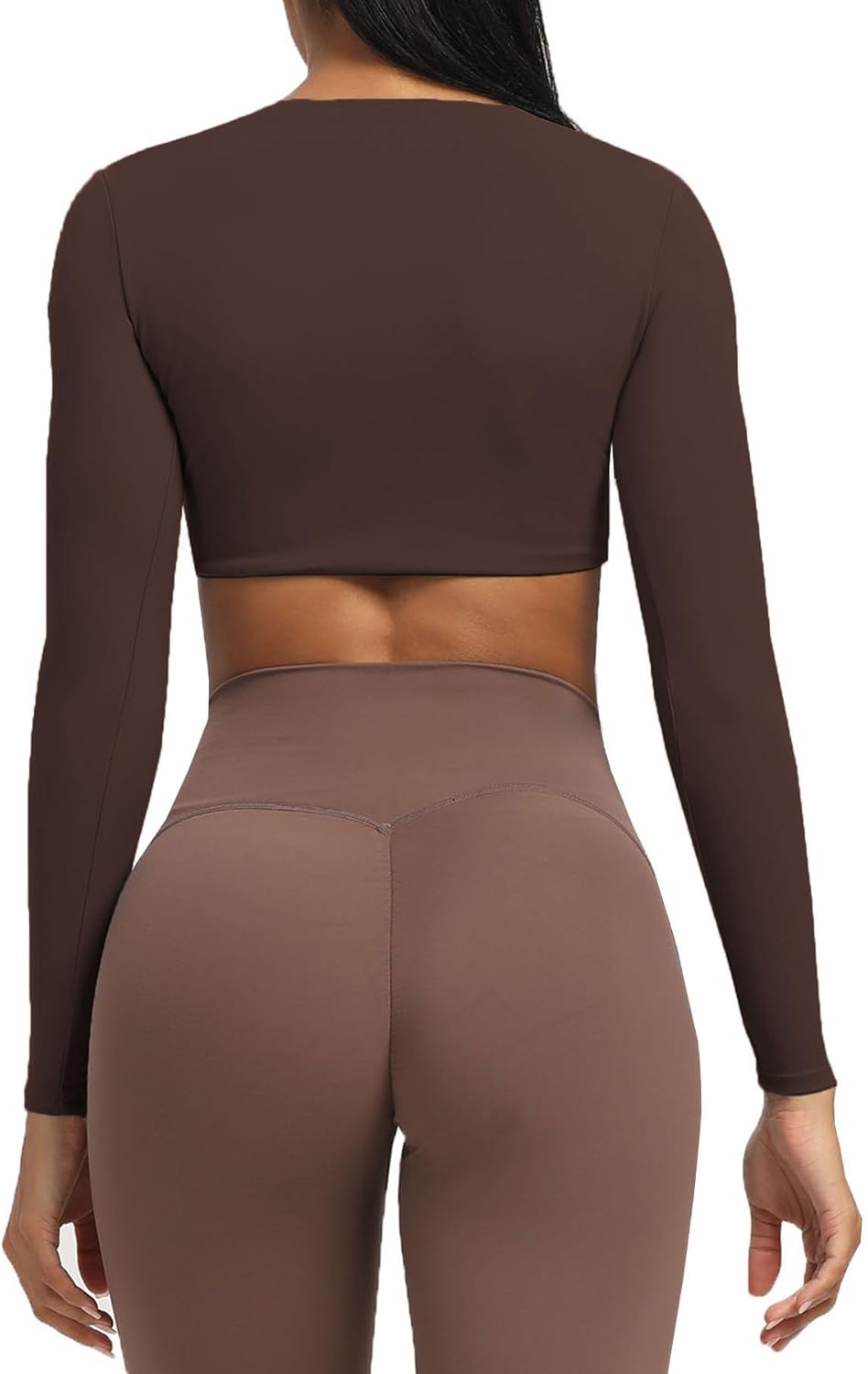 Aoxjox Long Sleeve Crop Tops for Women Sienna Twist Deep V Workout Crop T Shirt TopMulch