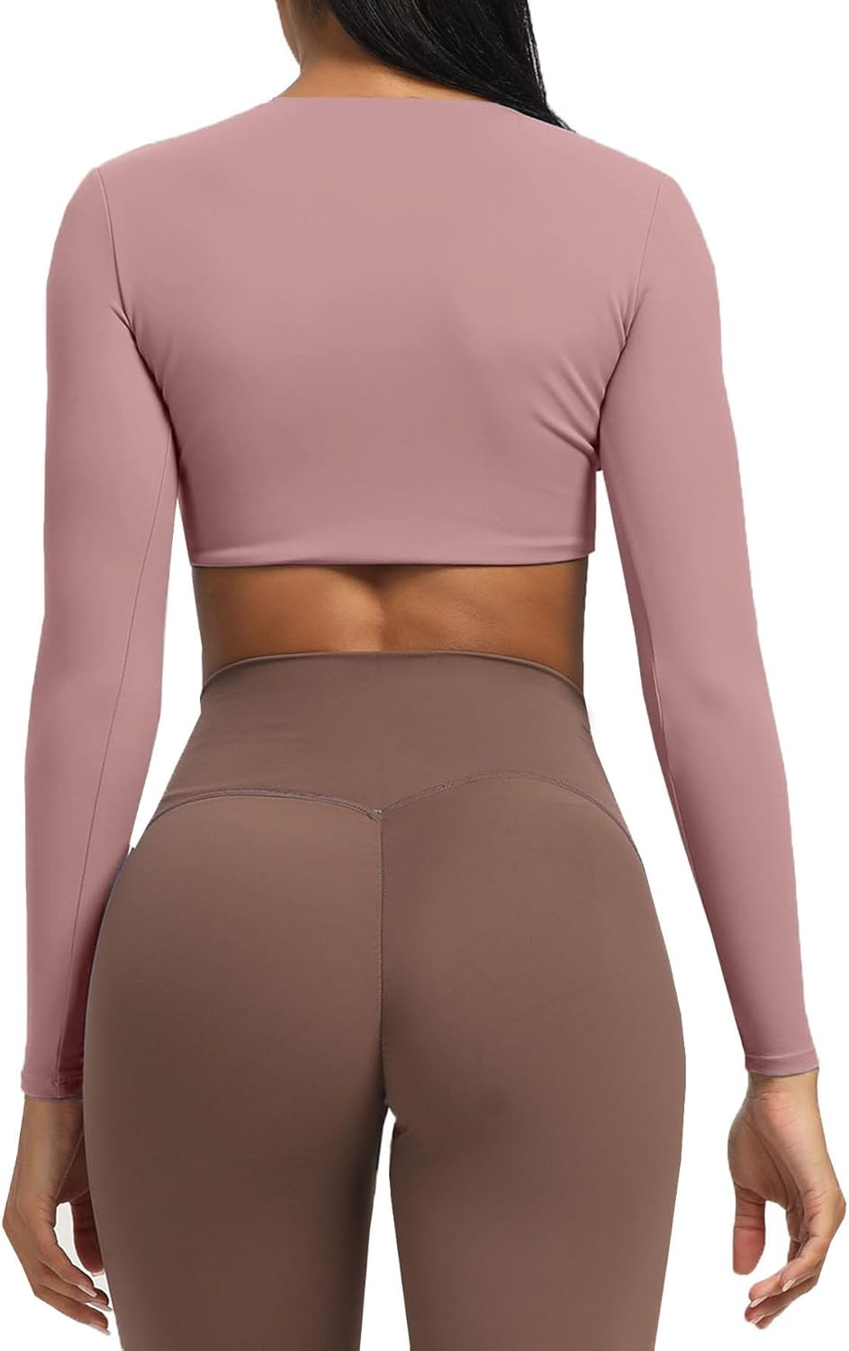 Aoxjox Long Sleeve Crop Tops for Women Sienna Twist Deep V Workout Crop T Shirt TopWoodrose