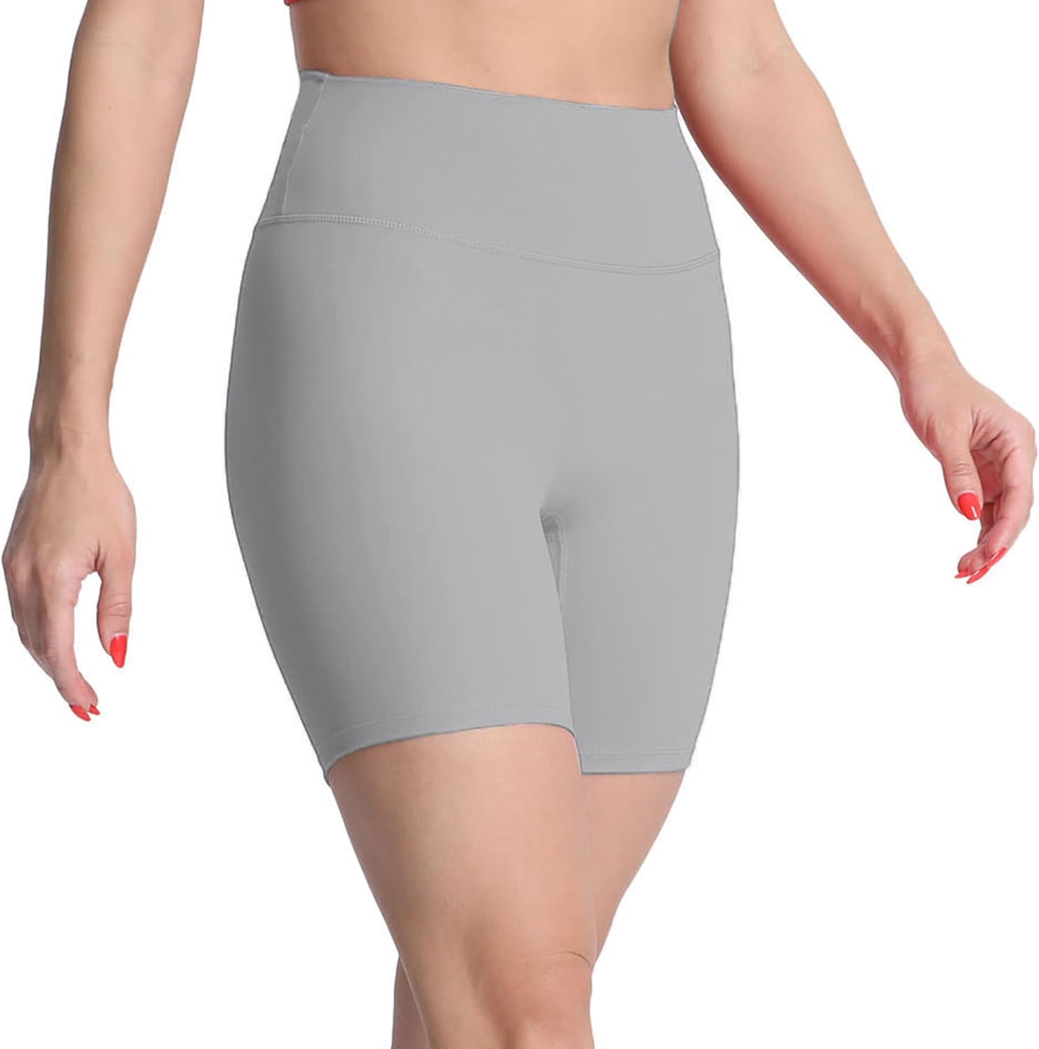 Aoxjox Metamorph Workout Biker Shorts for Women Tummy Control High Waisted Athletic Gym Running Deep V Yoga Shorts 6quotActive Grey