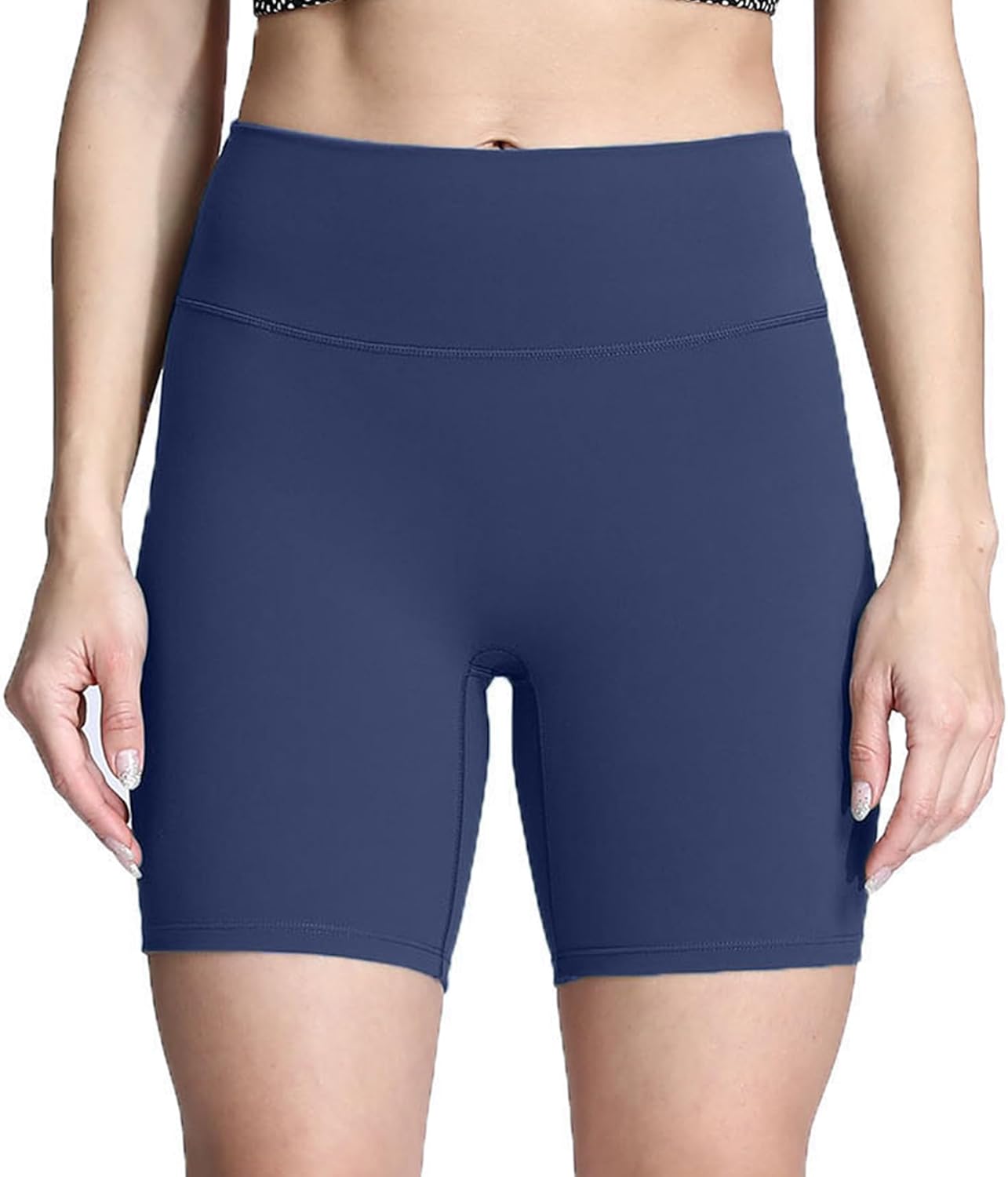 Aoxjox Metamorph Workout Biker Shorts for Women Tummy Control High Waisted Athletic Gym Running Deep V Yoga Shorts 6quotActive Navy
