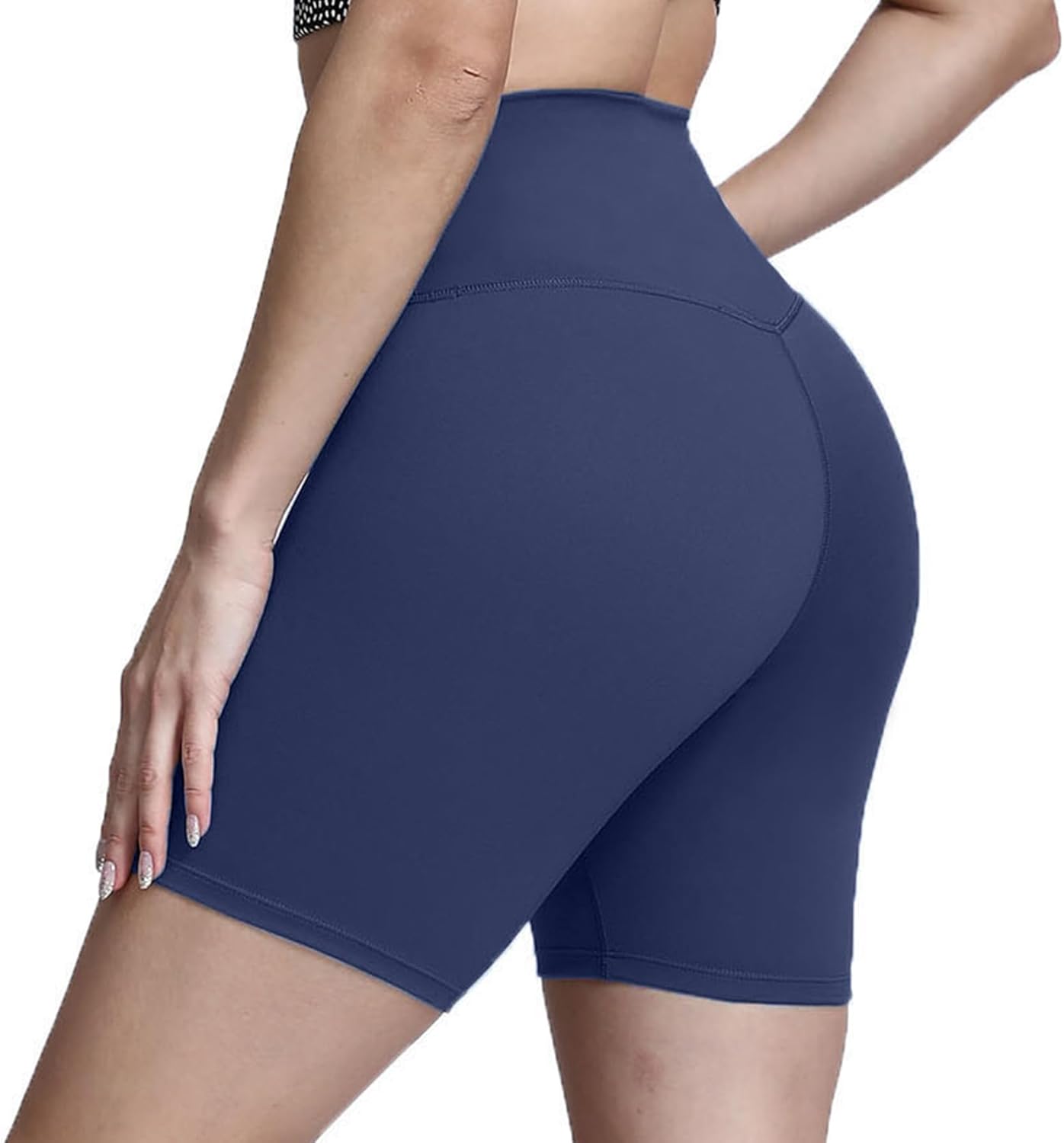 Aoxjox Metamorph Workout Biker Shorts for Women Tummy Control High Waisted Athletic Gym Running Deep V Yoga Shorts 6quotActive Navy