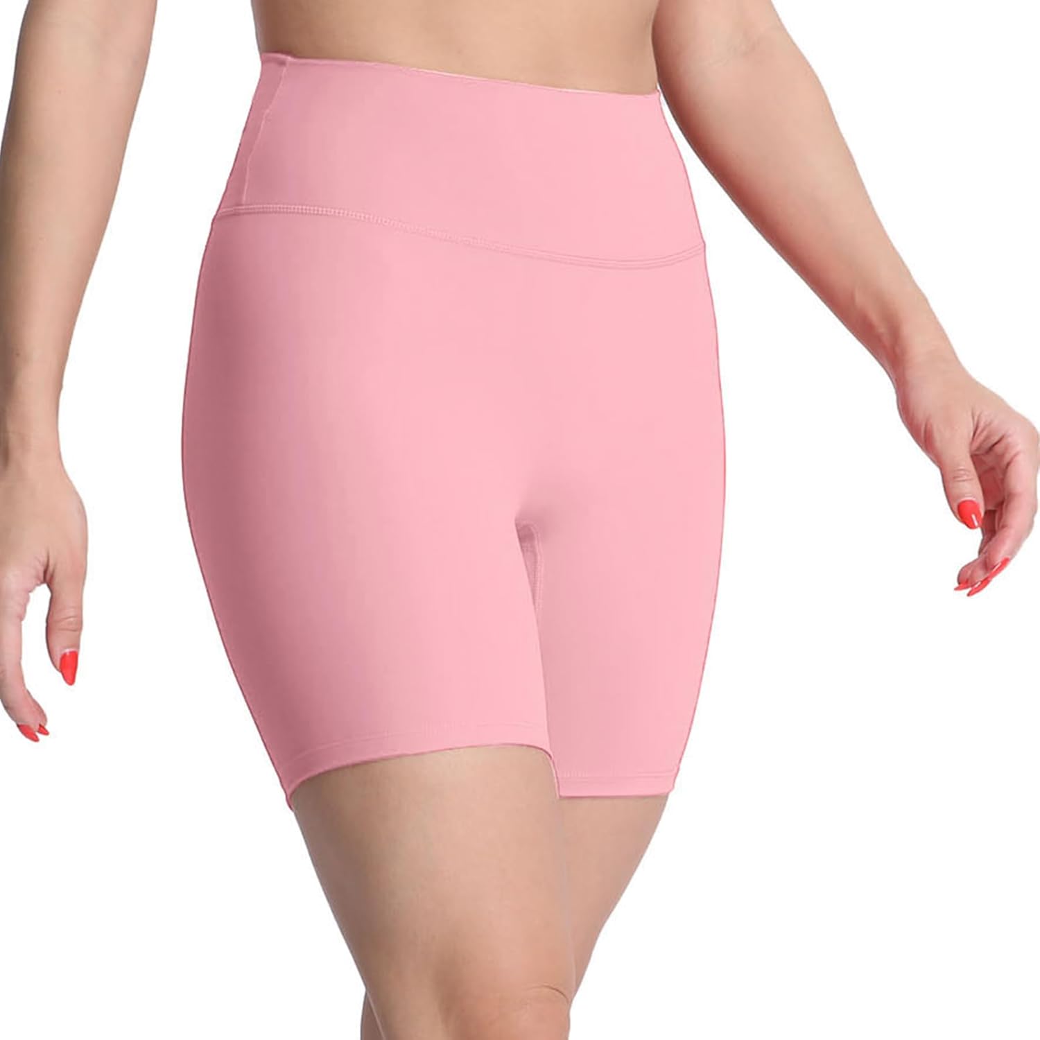 Aoxjox Metamorph Workout Biker Shorts for Women Tummy Control High Waisted Athletic Gym Running Deep V Yoga Shorts 6quotActive Pink