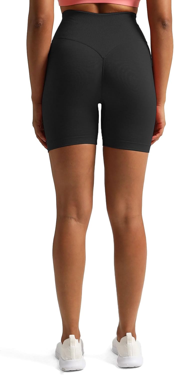 Aoxjox Metamorph Workout Biker Shorts for Women Tummy Control High Waisted Athletic Gym Running Deep V Yoga Shorts 6quotBlack Marl