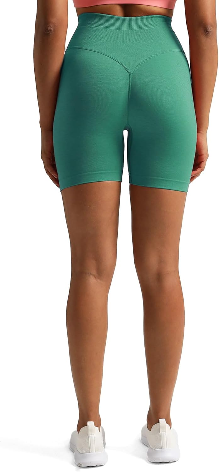 Aoxjox Metamorph Workout Biker Shorts for Women Tummy Control High Waisted Athletic Gym Running Deep V Yoga Shorts 6quotBlue Turquoise Marl