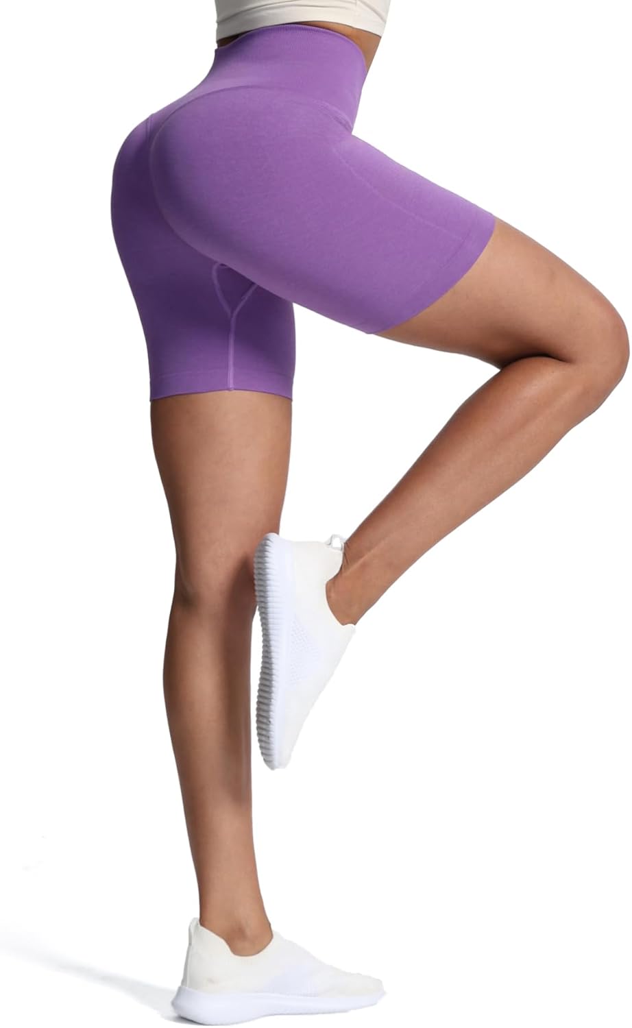 Aoxjox Metamorph Workout Biker Shorts for Women Tummy Control High Waisted Athletic Gym Running Deep V Yoga Shorts 6quotChive Blossom Marl