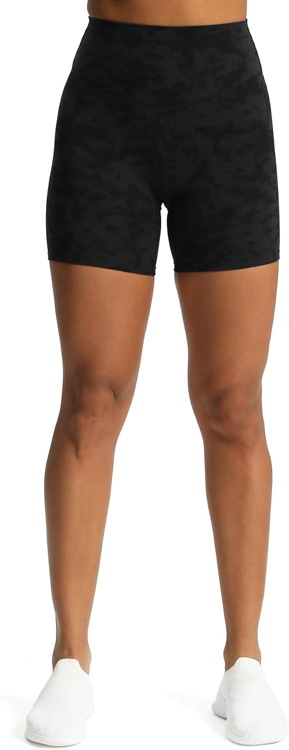 Aoxjox Metamorph Workout Biker Shorts for Women Tummy Control High Waisted Athletic Gym Running Deep V Yoga Shorts 6quotCloud Black
