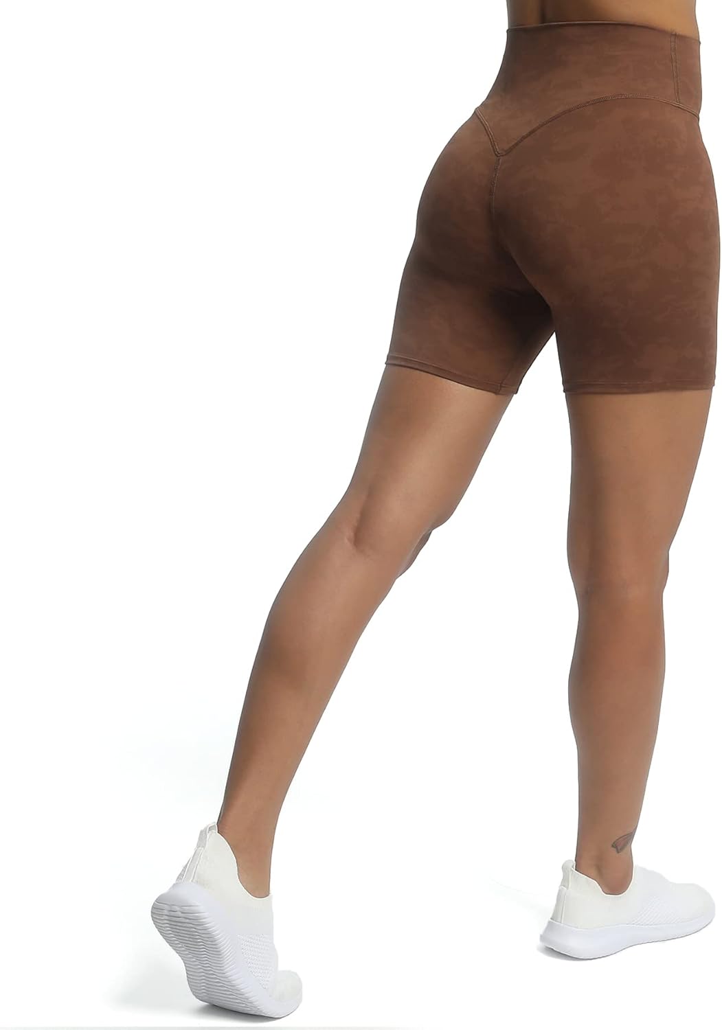 Aoxjox Metamorph Workout Biker Shorts for Women Tummy Control High Waisted Athletic Gym Running Deep V Yoga Shorts 6quotCloud Brown