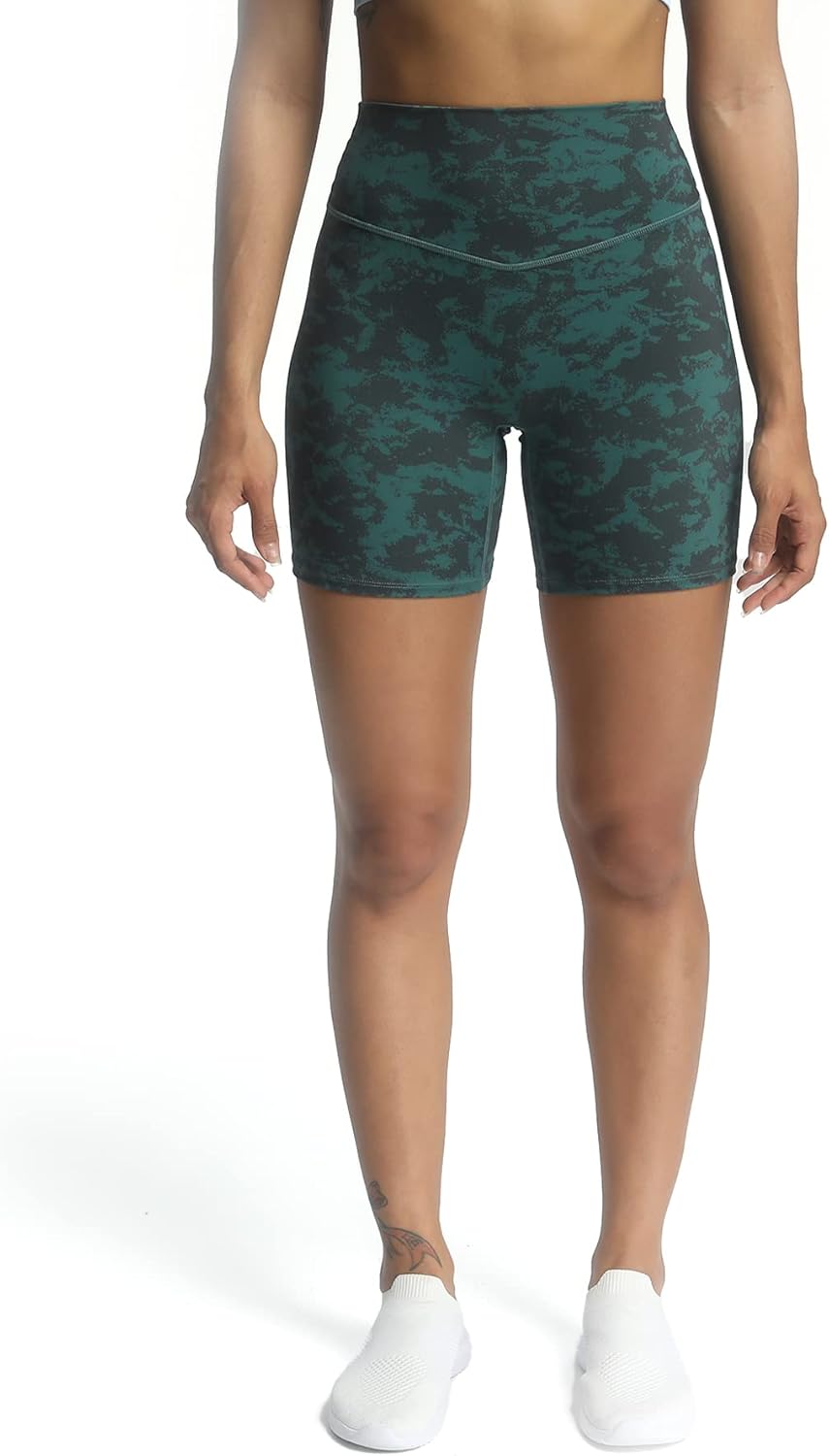 Aoxjox Metamorph Workout Biker Shorts for Women Tummy Control High Waisted Athletic Gym Running Deep V Yoga Shorts 6quotCloud Dark Green