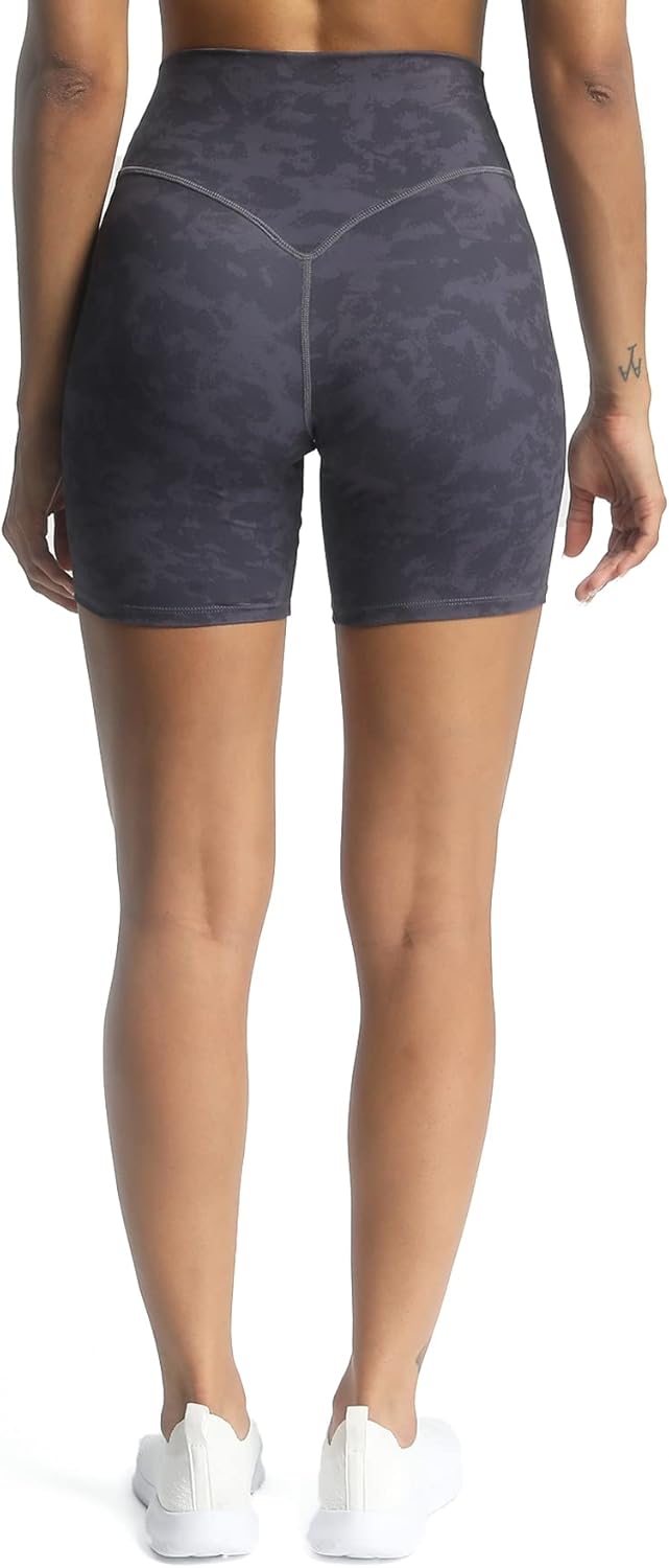 Aoxjox Metamorph Workout Biker Shorts for Women Tummy Control High Waisted Athletic Gym Running Deep V Yoga Shorts 6quotCloud Navy