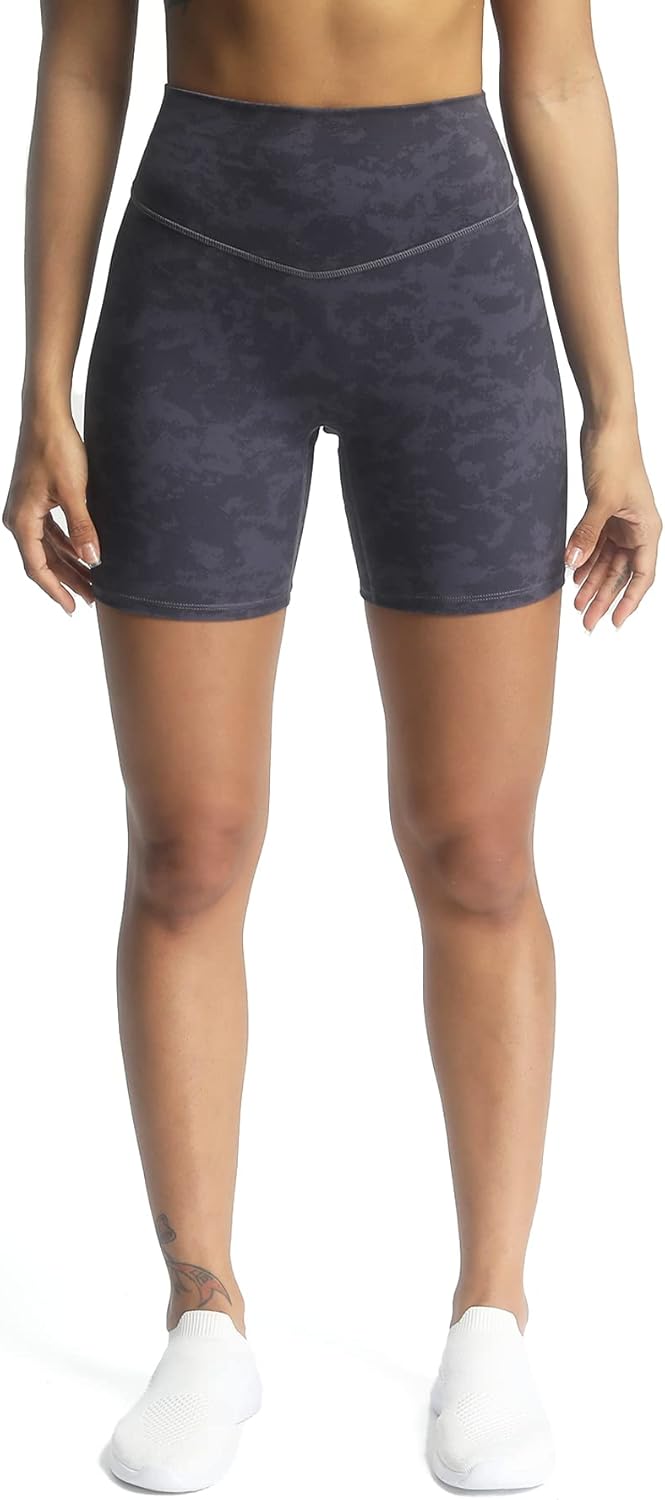 Aoxjox Metamorph Workout Biker Shorts for Women Tummy Control High Waisted Athletic Gym Running Deep V Yoga Shorts 6quotCloud Navy