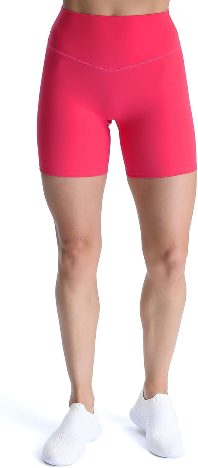 Aoxjox Metamorph Workout Biker Shorts for Women Tummy Control High Waisted Athletic Gym Running Deep V Yoga Shorts 6quotLove Potion