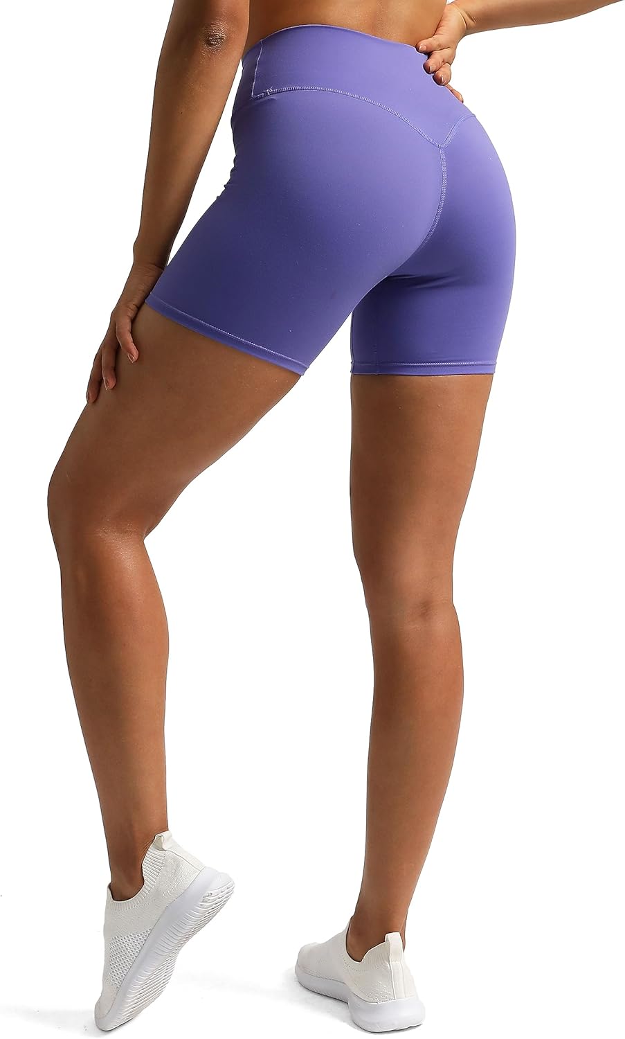 Aoxjox Metamorph Workout Biker Shorts for Women Tummy Control High Waisted Athletic Gym Running Deep V Yoga Shorts 6quotViolet