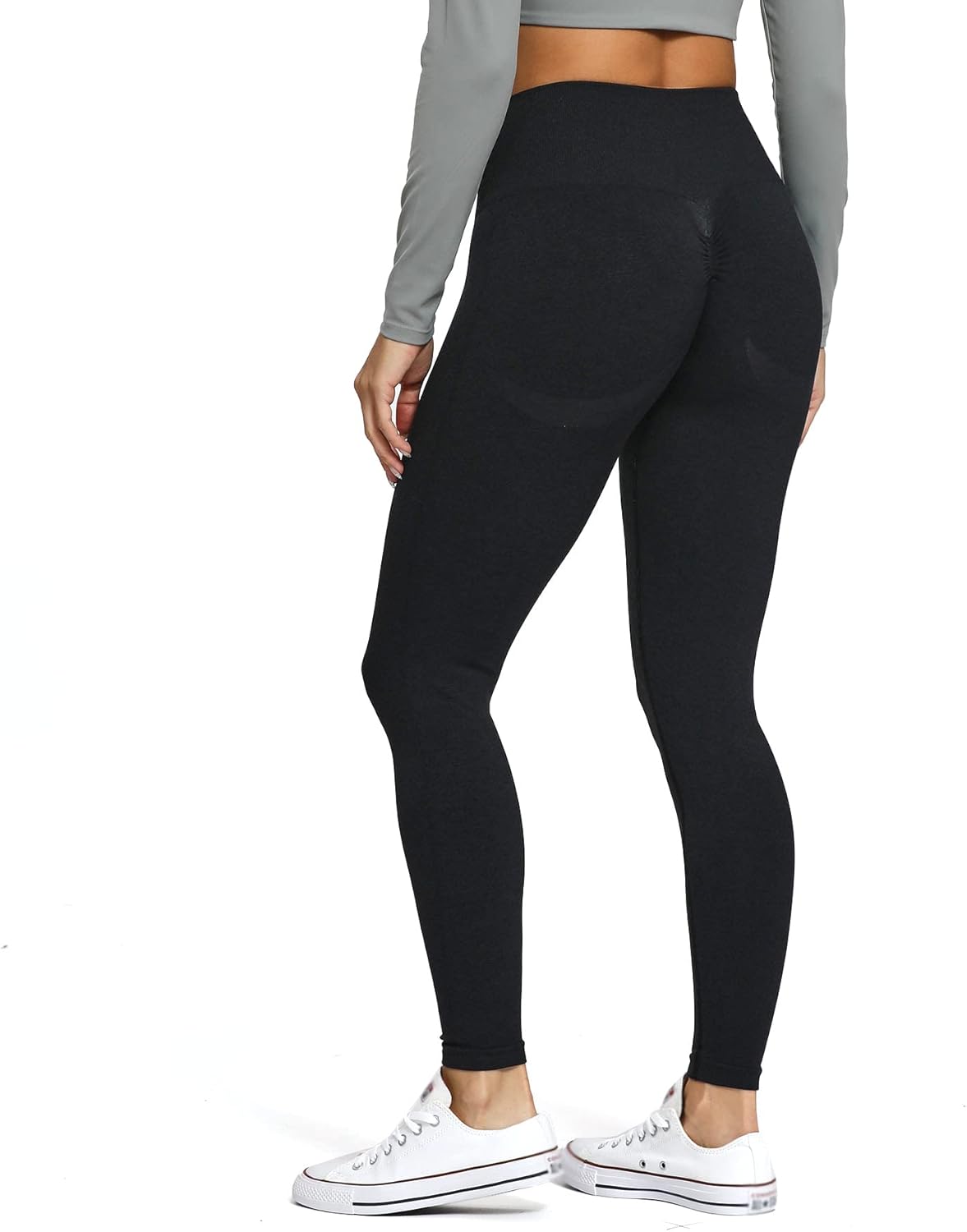 Aoxjox Scrunch Seamless Leggings for Women High Waisted Tummy Control 20 Smile Contour Workout Leggings Yoga Pants 24quotBlack