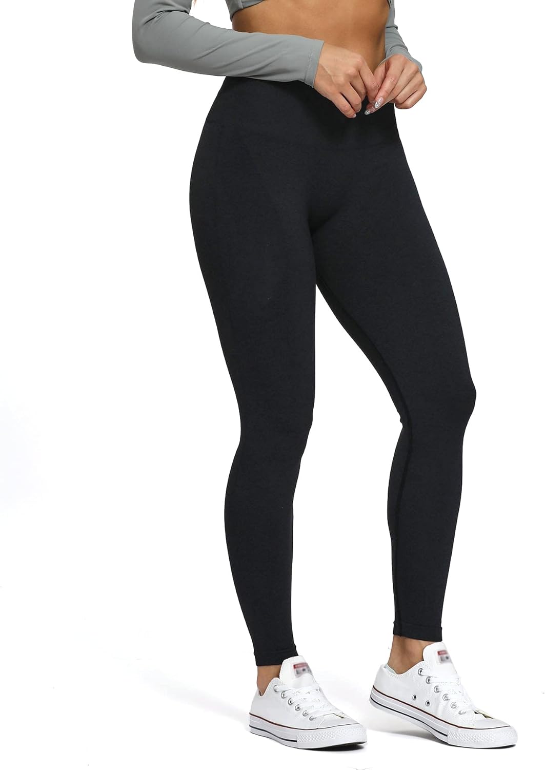 Aoxjox Scrunch Seamless Leggings for Women High Waisted Tummy Control 20 Smile Contour Workout Leggings Yoga Pants 24quotBlack
