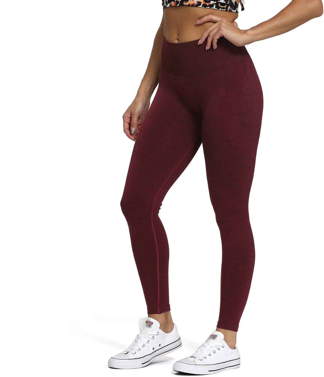 Aoxjox Scrunch Seamless Leggings for Women High Waisted Tummy Control 20 Smile Contour Workout Leggings Yoga Pants 24quotBlack Berry Marlscrunch