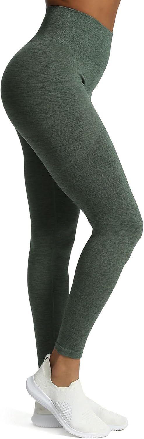 Aoxjox Scrunch Seamless Leggings for Women High Waisted Tummy Control 20 Smile Contour Workout Leggings Yoga Pants 24quotDark Forest Marlscrunch