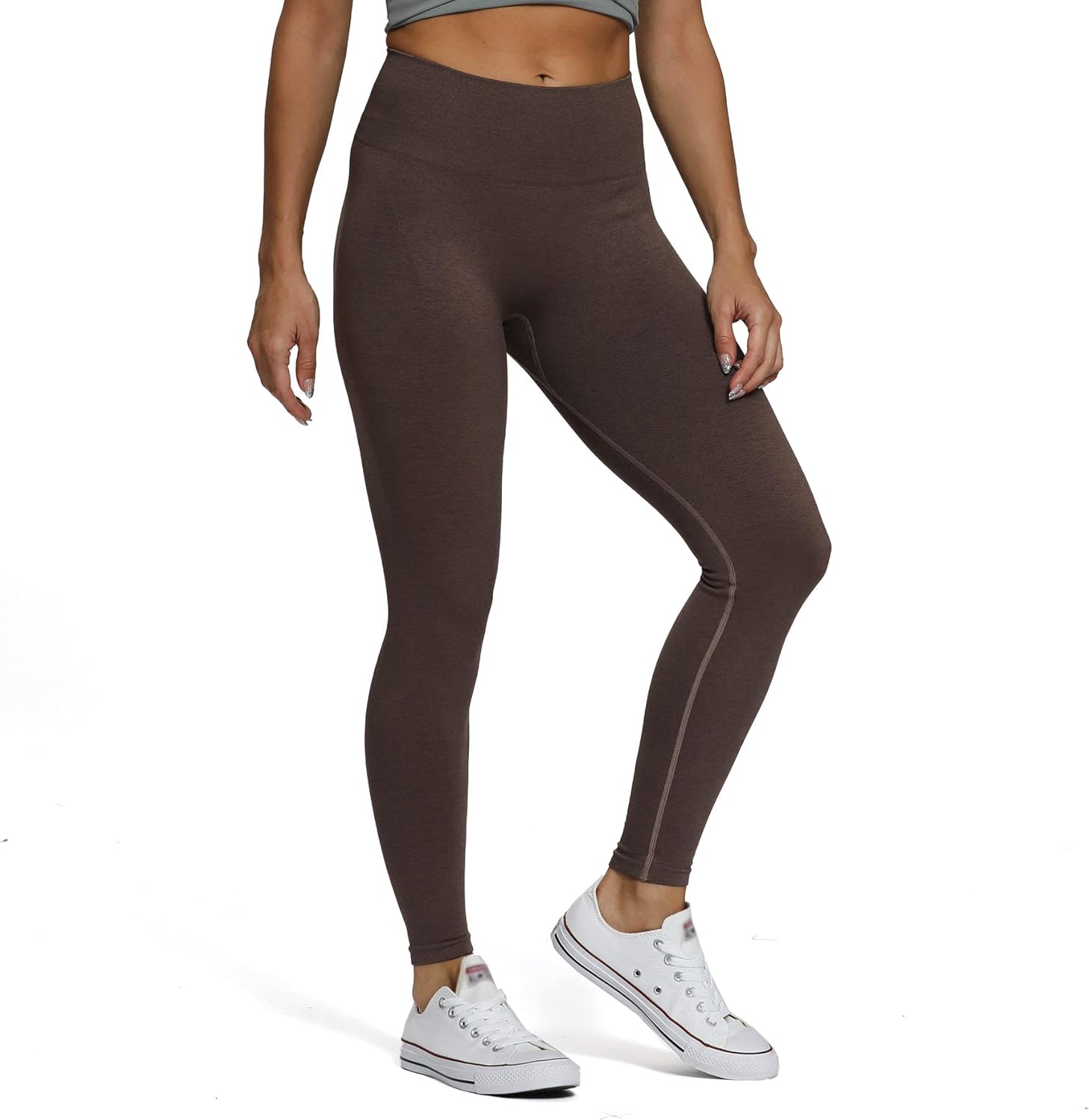 Aoxjox Scrunch Seamless Leggings for Women High Waisted Tummy Control 20 Smile Contour Workout Leggings Yoga Pants 24quotFudge Coffee Marlscrunch