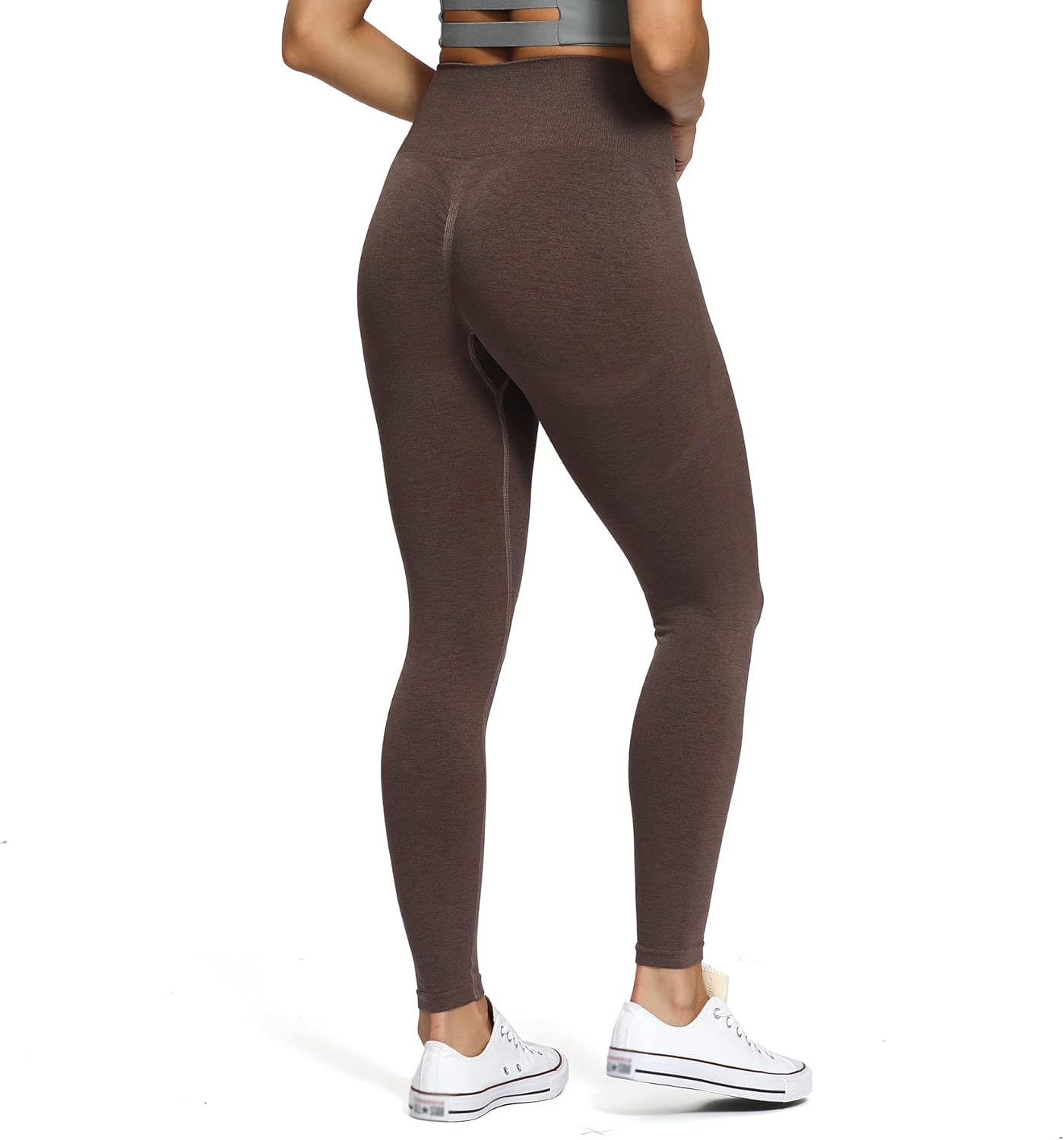 Aoxjox Scrunch Seamless Leggings for Women High Waisted Tummy Control 20 Smile Contour Workout Leggings Yoga Pants 24quotFudge Coffee Marlscrunch